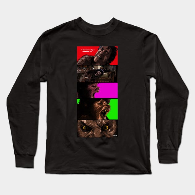 American Werewolf In London "Meatloaf" illustration (digital) Long Sleeve T-Shirt by StagArtStudios